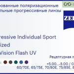 Тонированная поляризационная прогрессивная линза для очков Carl Zeiss Progressive Individual Sport 1.5 Polarized DuraVision Flash UV, Sph 5.00 — -5.00, Cyl 0.00 — 4.00