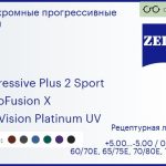 Фотохромная прогрессивная линза для очков Carl Zeiss Progressive Plus 2 Sport 1.5 PhotoFusion X DuraVision Platinum UV, Sph 5.00 — -5.00, Cyl 0.00 — 4.00