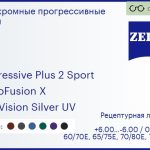 Фотохромная прогрессивная линза для очков Carl Zeiss Progressive Plus 2 Sport 1.6 PhotoFusion X DuraVision Silver UV, Sph 6.00 — -6.00, Cyl 0.00 — 6.00