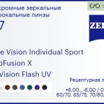 Фотохромная линза для очков Carl Zeiss Single Vision Individual Sport 1.67 PhotoFusion X DuraVision Flash UV, рецептурная, Sph 6.00 — -6.00, Cyl 0.00 — 6.00