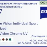 Тонированная поляризационная линза для очков Carl Zeiss Single Vision Individual Sport 1.67 Polarized DuraVision Chrome UV, рецептурная, Sph 6.00 — -6.00, Cyl 0.00 — 6.00