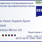 Тонированная поляризационная линза для очков Carl Zeiss Single Vision Superb Sport 1.5 Polarized DuraVision Mirror UV, рецептурная, Sph 5.00 — -5.00, Cyl 0.00 — 4.00