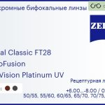 Фотохромная бифокальная линза для очков Carl Zeiss Bifocal Classic FT28 1.5 PhotoFusion DuraVision Platinum UV, рецептурная, Sph 6.00 — -8.00, Cyl 0.00 — 6.00