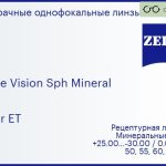 Минеральная линза для очков Carl Zeiss Single Vision Sph Mineral 1.7 Super ET, рецептурная, Sph 25.00 — -30.00, Cyl 0.00 — 12.00