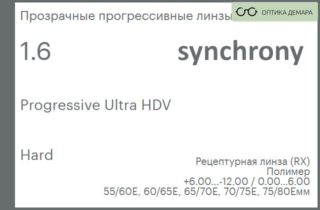img_592926 Прогрессивная линза для очков Synchrony by Carl Zeiss Progressive Ultra HDV 1.6 Hard, Sph 6.00 — -12.00, Cyl 0.00 — 6.00 — изображение 1