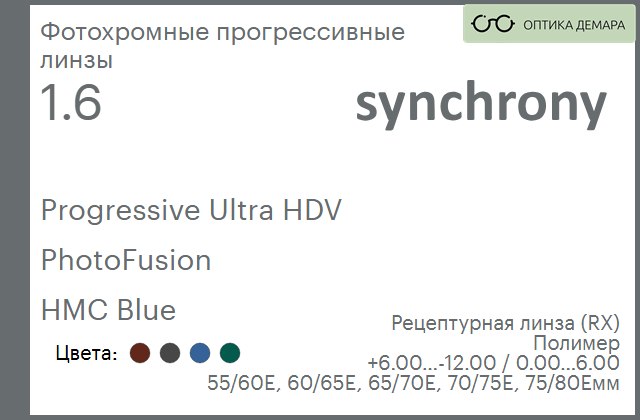 img_592939 Фотохромная прогрессивная линза для очков Synchrony by Carl Zeiss Progressive Ultra HDV 1.6 PhotoFusion HMC Blue, Sph 6.00 — -12.00, Cyl 0.00 — 6.00 — изображение 1
