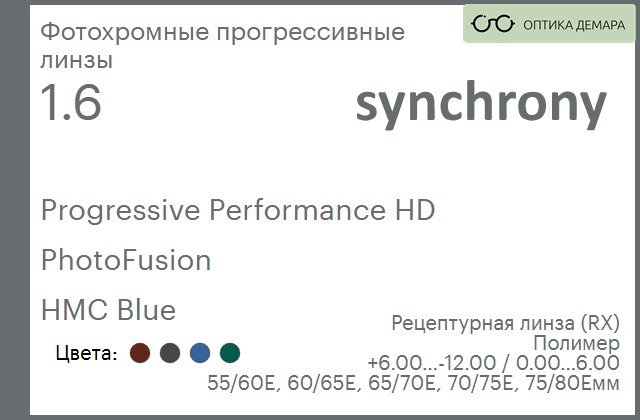 img_593009 Фотохромная прогрессивная линза для очков Synchrony by Carl Zeiss Progressive Performance HD 1.6 PhotoFusion HMC Blue, Sph 6.00 — -12.00, Cyl 0.00 — 6.00 — изображение 1