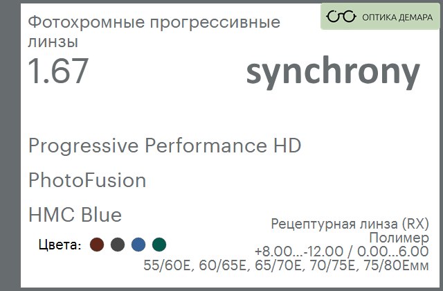 img_593029 Фотохромная прогрессивная линза для очков Synchrony by Carl Zeiss Progressive Performance HD 1.67 PhotoFusion HMC Blue, Sph 8.00 — -12.00, Cyl 0.00 — 6.00 — изображение 1
