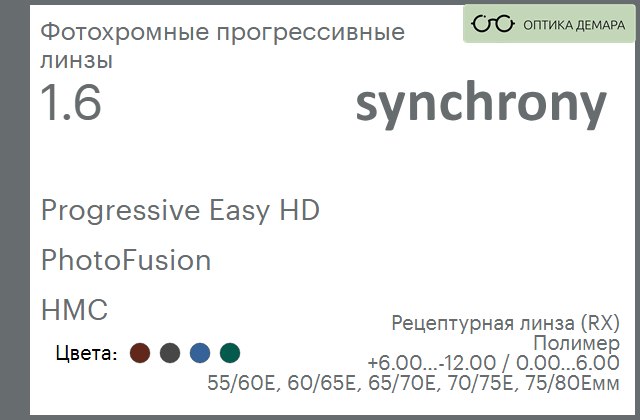 img_593063 Фотохромная прогрессивная линза для очков Synchrony by Carl Zeiss Progressive Easy HD 1.6 PhotoFusion HMC, Sph 6.00 — -12.00, Cyl 0.00 — 6.00 — изображение 1