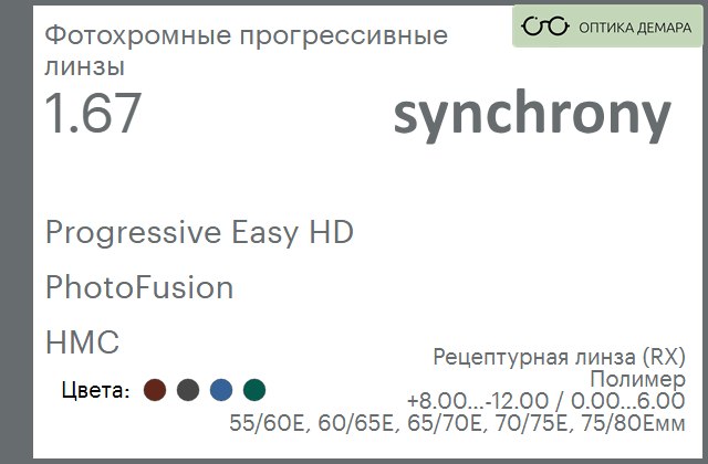 img_593076 Фотохромная прогрессивная линза для очков Synchrony by Carl Zeiss Progressive Easy HD 1.67 PhotoFusion HMC, Sph 8.00 — -12.00, Cyl 0.00 — 6.00 — изображение 1