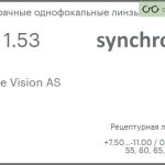 Линза для очков Synchrony by Carl Zeiss Single Vision AS 1.53 AS HMC, рецептурная, Sph 7.50 — -11.00, Cyl 0.00 — 6.00