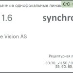 Линза для очков Synchrony by Carl Zeiss Single Vision AS 1.6 AS HMC, рецептурная, Sph 10.00 — -11.50, Cyl 0.00 — 4.50