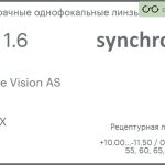 Линза для очков Synchrony by Carl Zeiss Single Vision AS 1.6 AS HMCX, рецептурная, Sph 10.00 — -11.50, Cyl 0.00 — 4.50