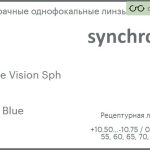 Линза для очков Synchrony by Carl Zeiss Single Vision Sph 1.5 HMC Blue, рецептурная, Sph 10.50 — -10.75, Cyl 0.00 — 5.00