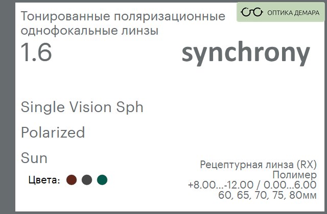 img_593333 Тонированная поляризационная линза для очков Synchrony by Carl Zeiss Single Vision Sph 1.6 Polarized Sun, рецептурная, Sph 8.00 — -12.00, Cyl 0.00 — 6.00 — изображение 1