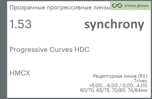 img_593461 Прогрессивная линза для очков Synchrony by Carl Zeiss Progressive Curves HDC 1.53 HMCX, Sph 5.00 — -6.00, Cyl 0.00 — 4.00 — изображение 1