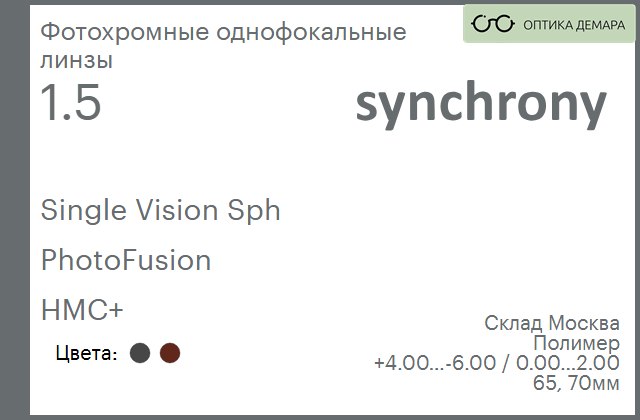 img_605057 Фотохромная линза для очков Synchrony by Carl Zeiss Single Vision Sph 1.5 PhotoFusion HMC+, Sph 4.00 — -6.00, Cyl 0.00 — 2.00 — изображение 1
