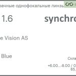 Линза для очков Synchrony by Carl Zeiss Single Vision AS 1.6 AS HMC Blue, Sph 6.00 — -8.00, Cyl 0.00 — 2.00