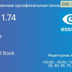 Линза для очков Essilor Lineis 1.74 AS Crizal Rock, рецептурная, Sph 10.00 — -18.00, Cyl 0.00 — 6.00