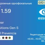 Фотохромная линза для очков из поликарбоната Essilor Airwear 1.59 AS Transitions Gen S Crizal Prevencia, рецептурная, Sph 8.00 — -10.00, Cyl 0.00 — 6.00