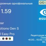 Фотохромная линза для очков из поликарбоната Essilor Airwear 1.59 AS Transitions Gen S Crizal Easy Pro, рецептурная, Sph 8.00 — -10.00, Cyl 0.00 — 6.00