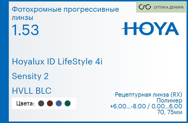 img_944777 Фотохромная прогрессивная линза для очков Hoya Hoyalux ID LifeStyle 4i 1.53 Sensity 2 HVLL BLC, Sph 6.00 — -8.00, Cyl 0.00 — 6.00 — изображение 1
