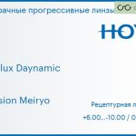 Прогрессивная линза для очков Hoya Hoyalux Daynamic 1.6 Hi-Vision Meiryo, Sph 6.00 — -10.00, Cyl 0.00 — 6.00