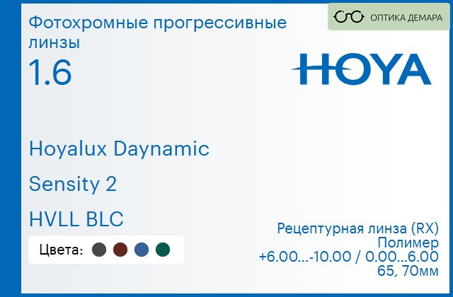 img_945171 Фотохромная прогрессивная линза для очков Hoya Hoyalux Daynamic 1.6 Sensity 2 HVLL BLC, Sph 6.00 — -10.00, Cyl 0.00 — 6.00 — изображение 1