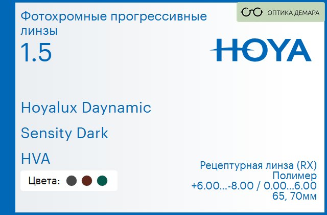 img_945249 Фотохромная прогрессивная линза для очков Hoya Hoyalux Daynamic 1.5 Sensity Dark HVA, Sph 6.00 — -8.00, Cyl 0.00 — 6.00 — изображение 1