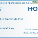 Прогрессивная линза для очков Hoya Hoyalux Amplitude Plus 1.67 Hi-Vision Meiryo, Sph 8.00 — -13.00, Cyl 0.00 — 6.00