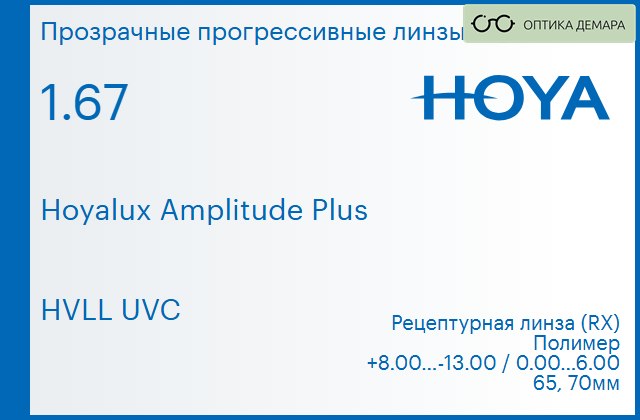 img_945261 Прогрессивная линза для очков Hoya Hoyalux Amplitude Plus 1.67 HVLL UVC, Sph 8.00 — -13.00, Cyl 0.00 — 6.00 — изображение 1