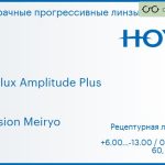 Прогрессивная линза для очков Hoya Hoyalux Amplitude Plus 1.6 Hi-Vision Meiryo, Sph 6.00 — -13.00, Cyl 0.00 — 6.00