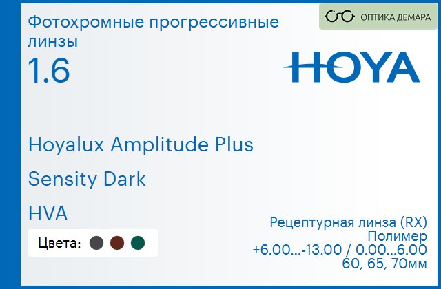 img_945327 Фотохромная прогрессивная линза для очков Hoya Hoyalux Amplitude Plus 1.6 Sensity Dark HVA, Sph 6.00 — -13.00, Cyl 0.00 — 6.00 — изображение 1