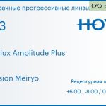 Прогрессивная линза для очков Hoya Hoyalux Amplitude Plus 1.53 Hi-Vision Meiryo, Sph 6.00 — -8.00, Cyl 0.00 — 6.00