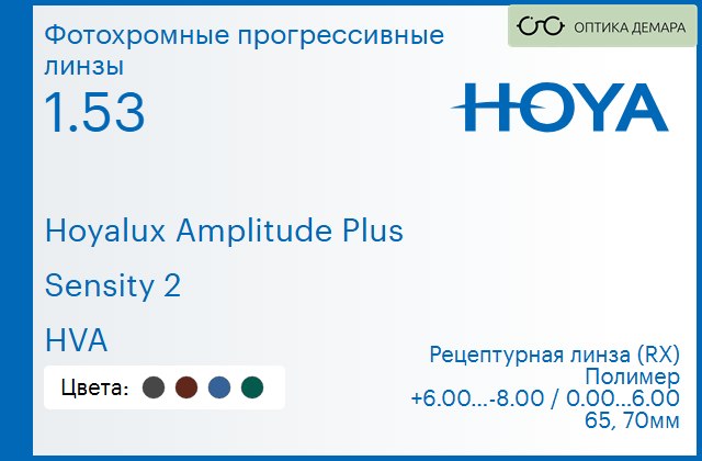 img_945361 Фотохромная прогрессивная линза для очков Hoya Hoyalux Amplitude Plus 1.53 Sensity 2 HVA, Sph 6.00 — -8.00, Cyl 0.00 — 6.00 — изображение 1