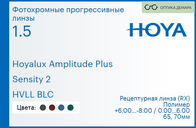 img_945385 Фотохромная прогрессивная линза для очков Hoya Hoyalux Amplitude Plus 1.5 Sensity 2 HVLL BLC, Sph 6.00 — -8.00, Cyl 0.00 — 6.00 — изображение 1