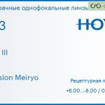 Линза для очков с поддержкой аккомодации Hoya Sync III 1.53 Hi-Vision Meiryo, рецептурная, Sph 6.00 — -8.00, Cyl 0.00 — 6.00