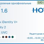Фотохромная линза для очков Hoya Nulux iDentity V+ 1.6 AS Sensity 2 HVLL UVC, рецептурная, Sph 8.00 — -13.00, Cyl 0.00 — 6.00