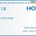 Линза для очков Hoya Nulux overrange 1.6 AS SHV, рецептурная, Sph 4.00 — -14.00, Cyl 0.00 — 7.00
