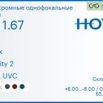 Фотохромная линза для очков Hoya Nulux 1.67 AS Sensity 2 HVLL UVC, Sph 6.00 — -8.00, Cyl 0.00 — 2.00