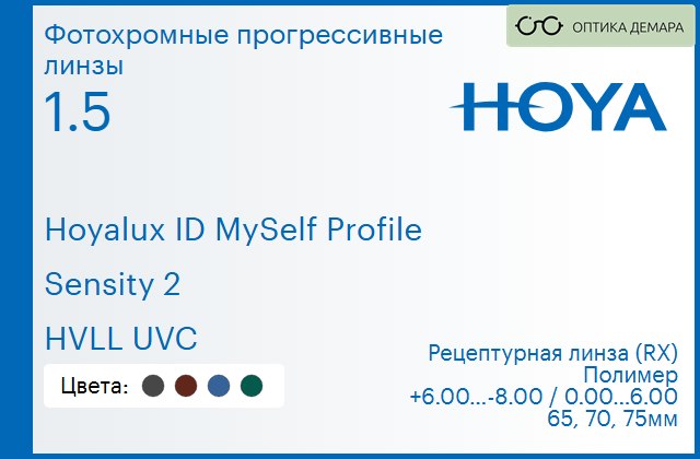 img_951447 Фотохромная прогрессивная линза для очков Hoya Hoyalux ID MySelf Profile 1.5 Sensity 2 HVLL UVC, Sph 6.00 — -8.00, Cyl 0.00 — 6.00 — изображение 1